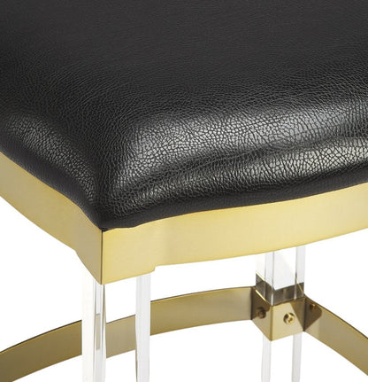 24" Black and Clear Stainless Steel and Steel Backless Counter Height Bar Chair HomeRoots