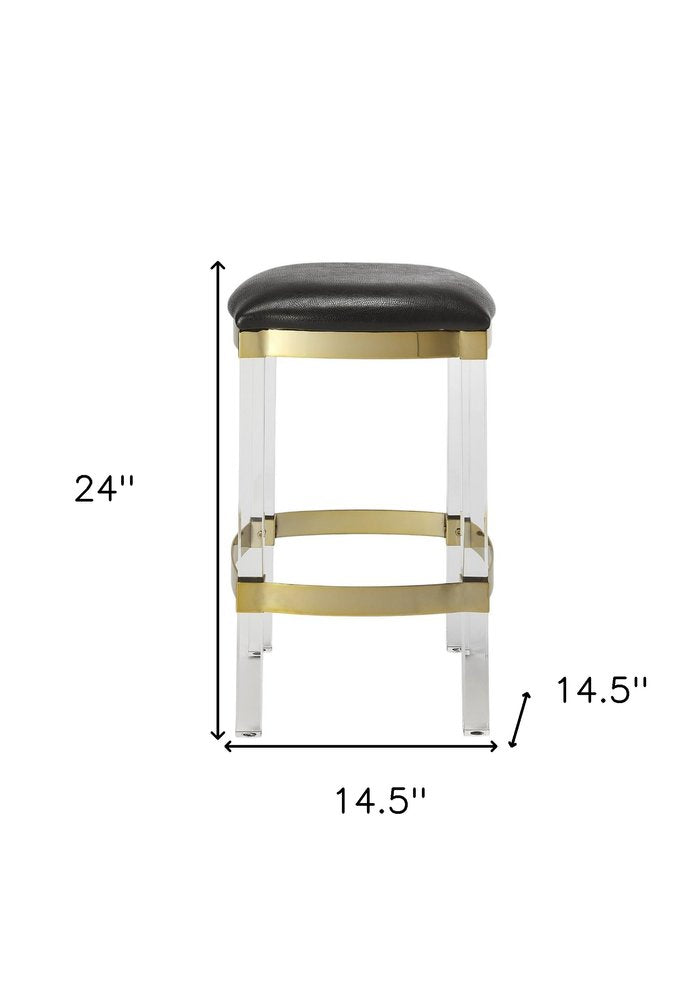 24" Black and Clear Stainless Steel and Steel Backless Counter Height Bar Chair HomeRoots