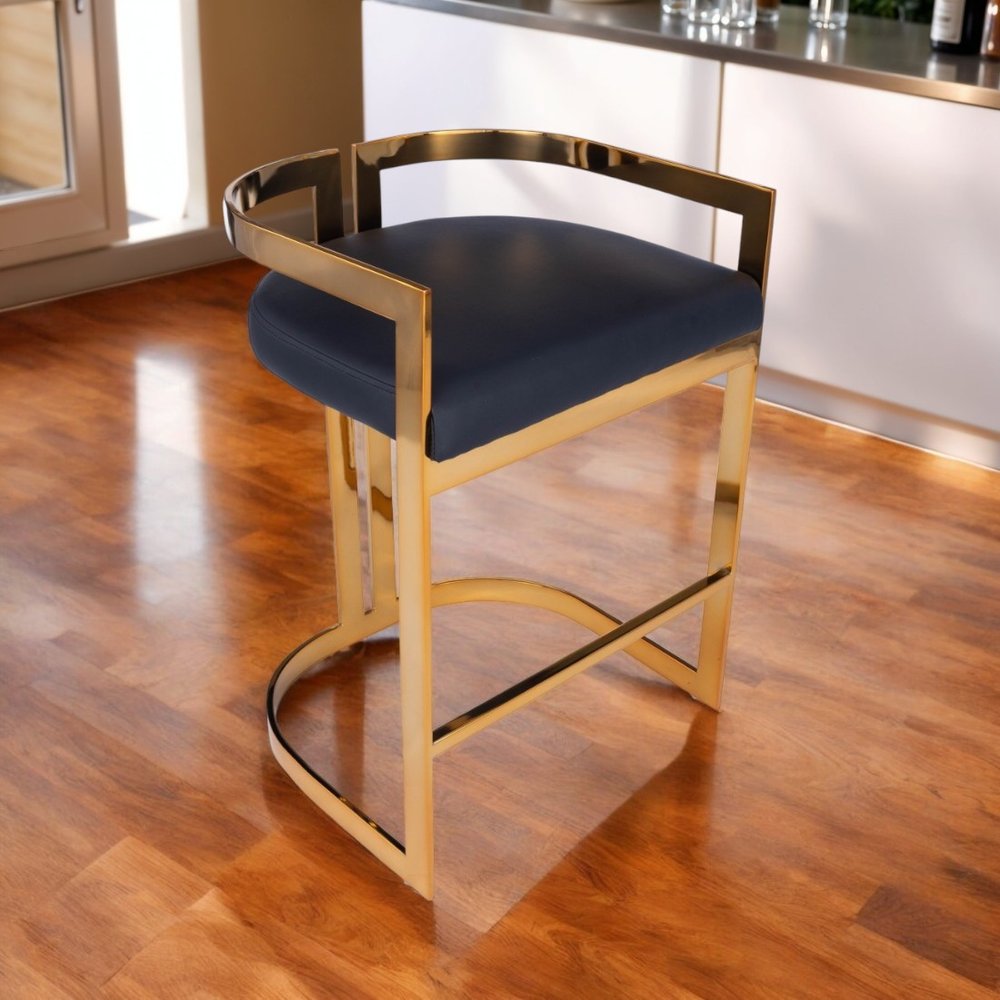 28" Black and Gold Iron Low Back Counter Height Bar Chair HomeRoots