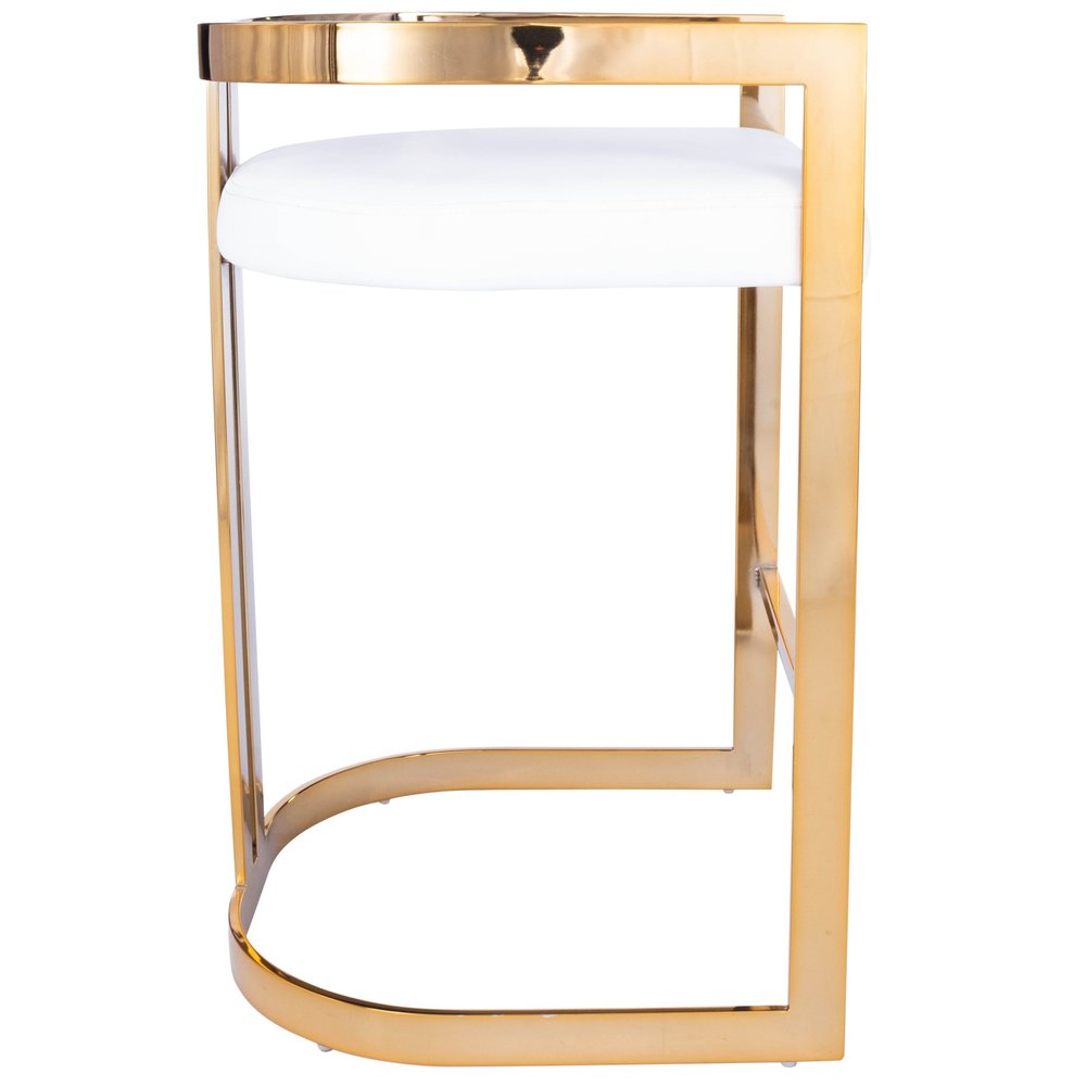 28" White and Gold Iron Low Back Counter Height Bar Chair HomeRoots