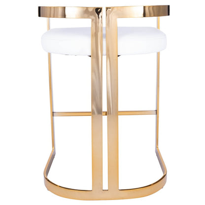 28" White and Gold Iron Low Back Counter Height Bar Chair HomeRoots