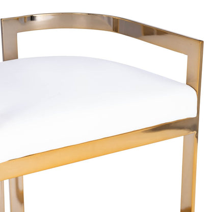 28" White and Gold Iron Low Back Counter Height Bar Chair HomeRoots