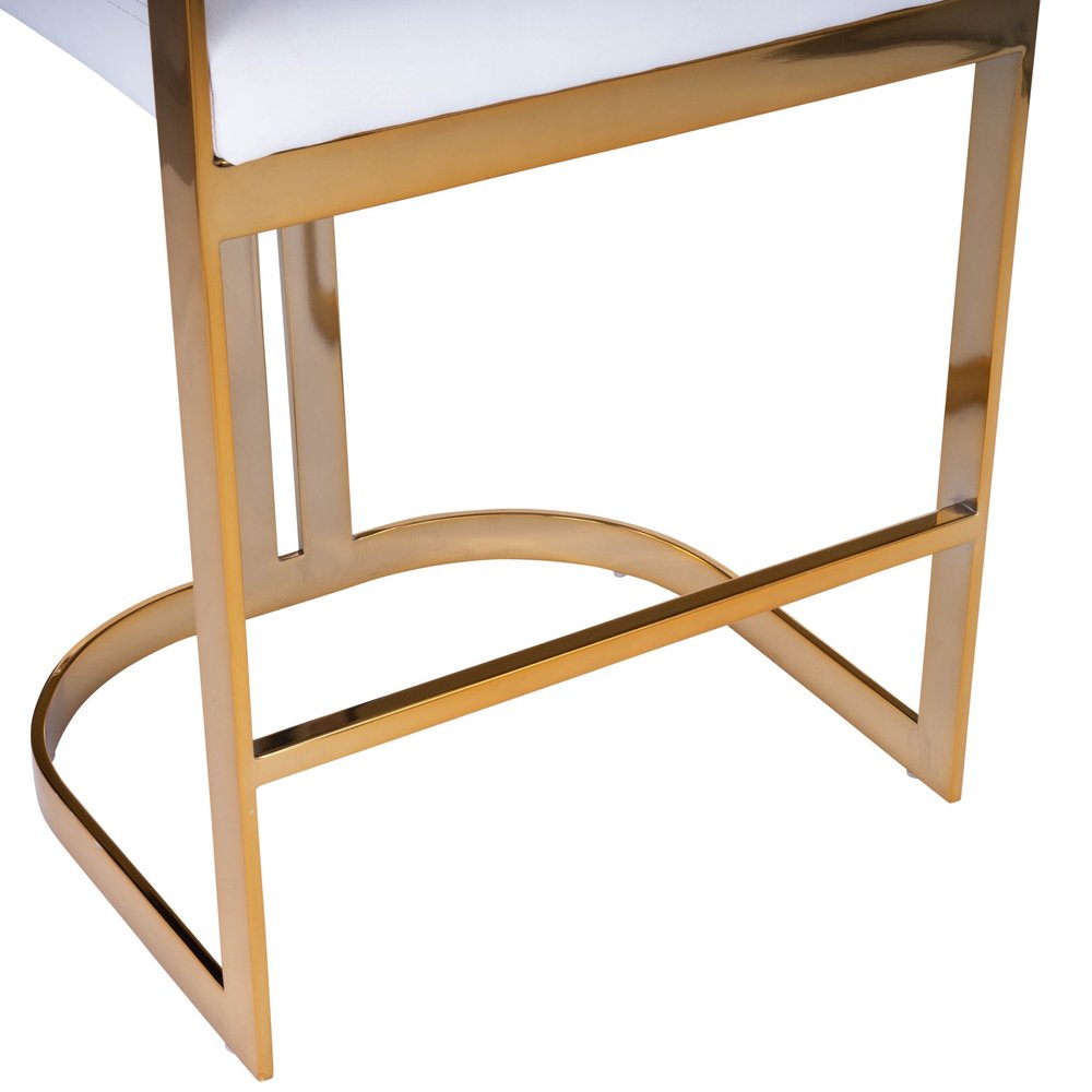 28" White and Gold Iron Low Back Counter Height Bar Chair HomeRoots