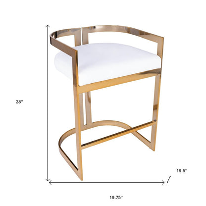28" White and Gold Iron Low Back Counter Height Bar Chair HomeRoots