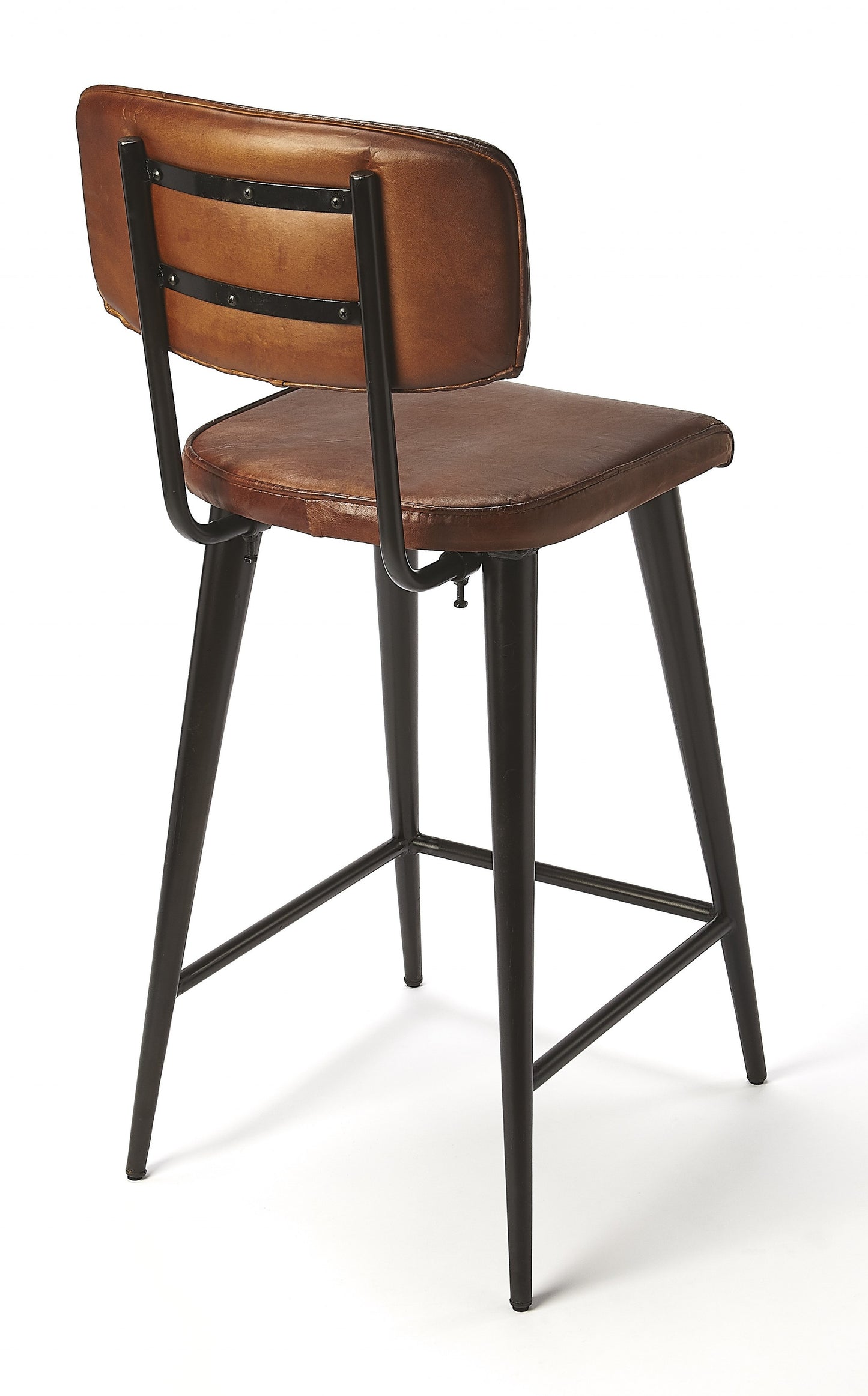 28" Brown and Black Iron Bar Chair