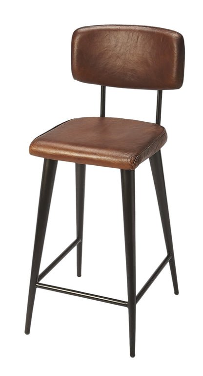 28" Brown and Black Iron Bar Chair