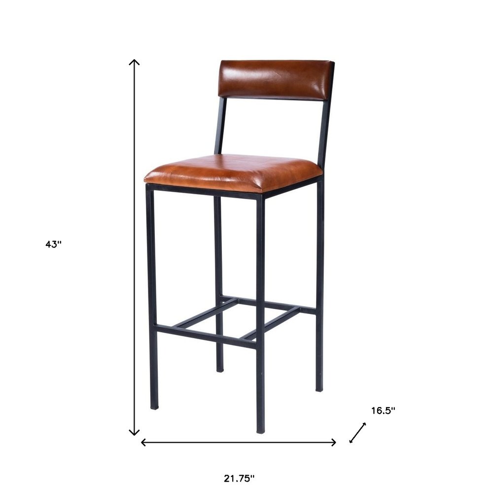 32" Brown and Black Manufactured Wood and Iron Bar Chair HomeRoots