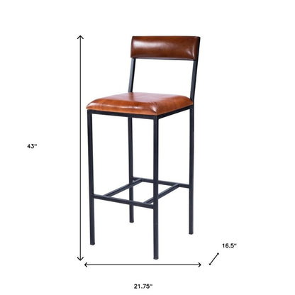 32" Brown and Black Manufactured Wood and Iron Bar Chair HomeRoots