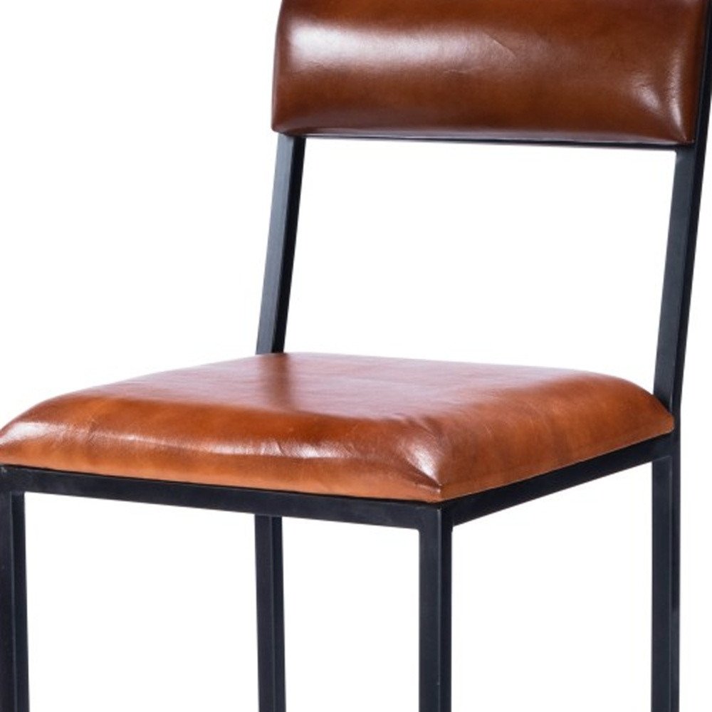 32" Brown and Black Manufactured Wood and Iron Bar Chair HomeRoots