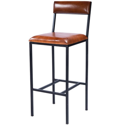 32" Brown and Black Manufactured Wood and Iron Bar Chair HomeRoots