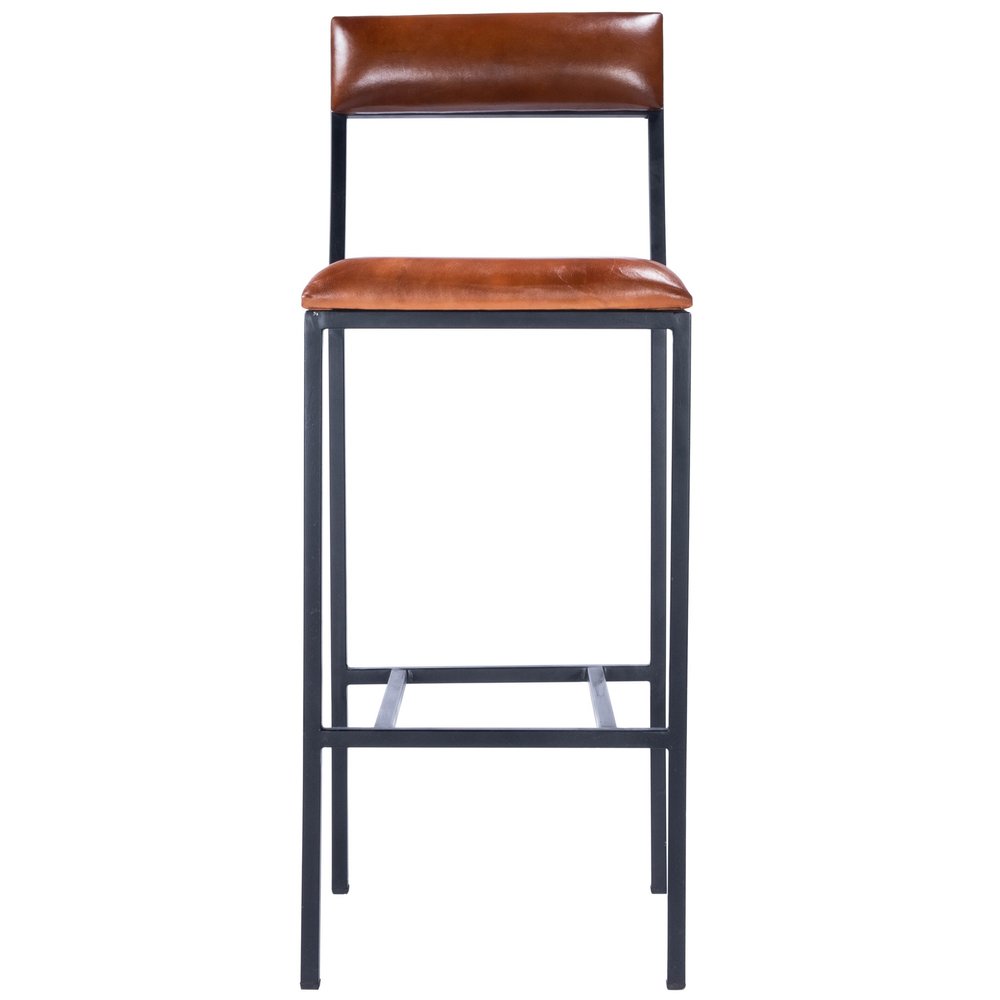 32" Brown and Black Manufactured Wood and Iron Bar Chair HomeRoots