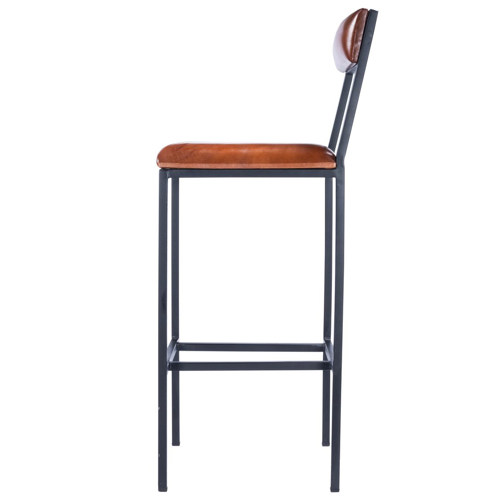 32" Brown and Black Manufactured Wood and Iron Bar Chair HomeRoots