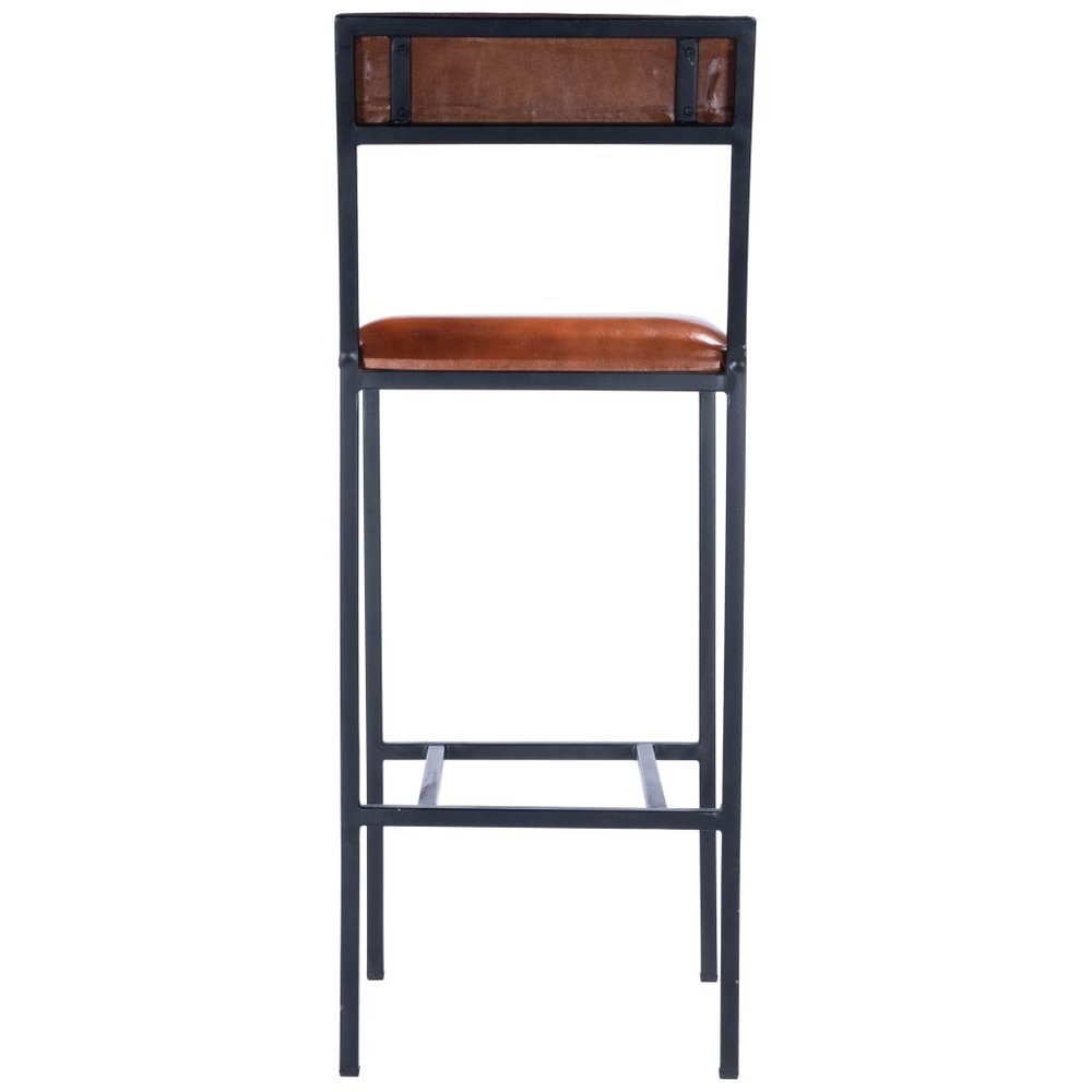 32" Brown and Black Manufactured Wood and Iron Bar Chair HomeRoots
