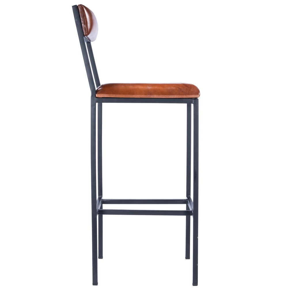 32" Brown and Black Manufactured Wood and Iron Bar Chair HomeRoots