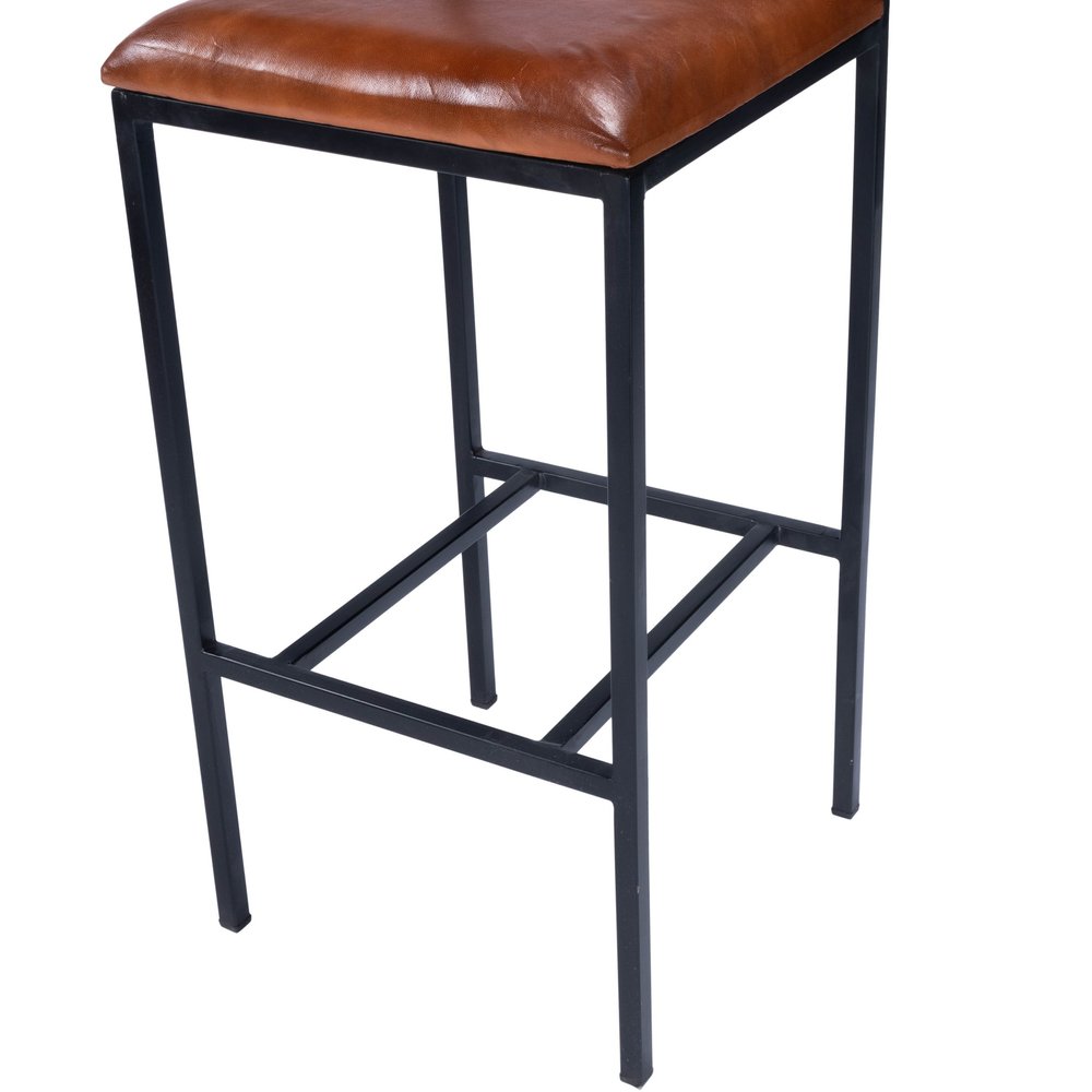 32" Brown and Black Manufactured Wood and Iron Bar Chair HomeRoots