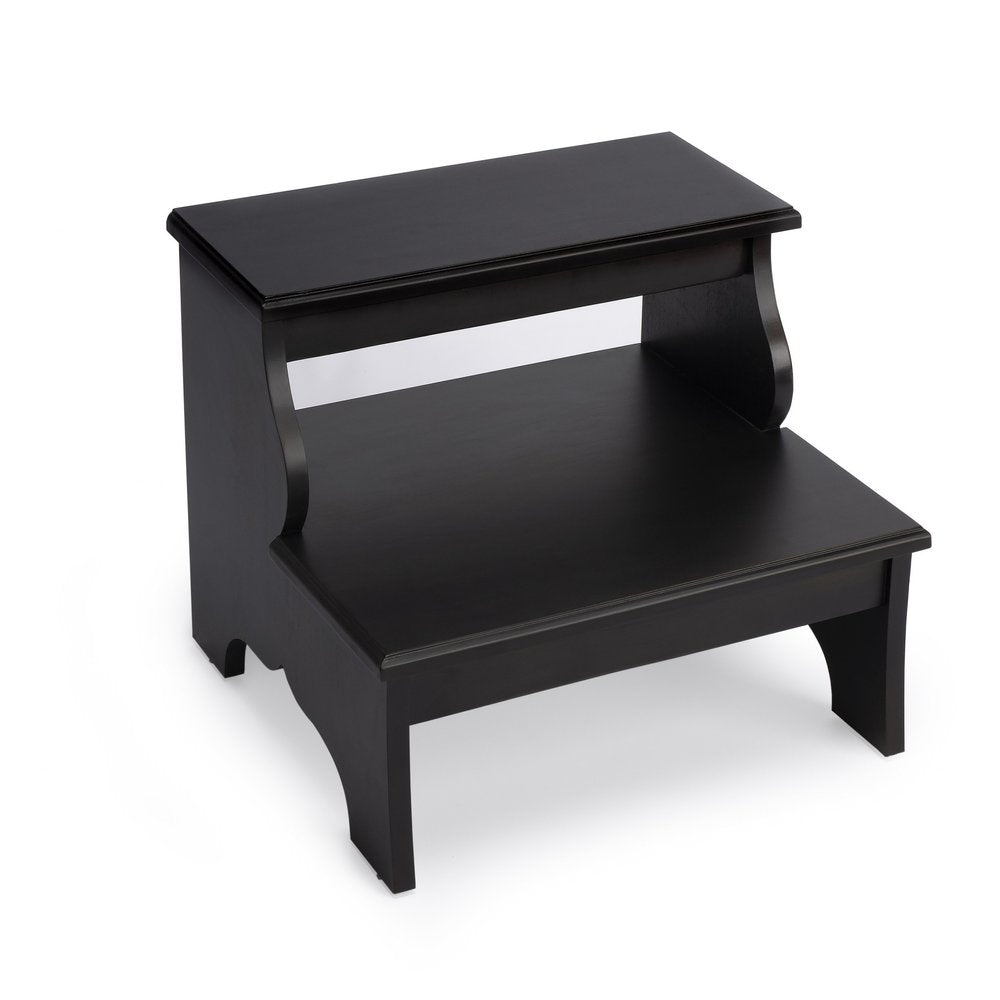 18" Dark Brown Solid and Manufactured Wood Footstool HomeRoots