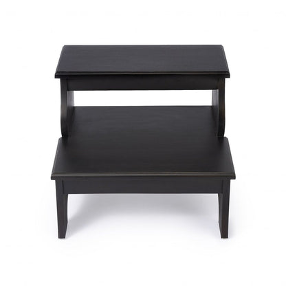18" Dark Brown Solid and Manufactured Wood Footstool HomeRoots