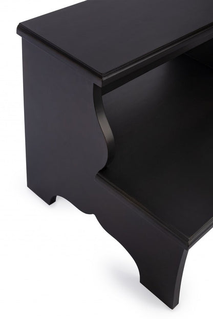 18" Dark Brown Solid and Manufactured Wood Footstool HomeRoots