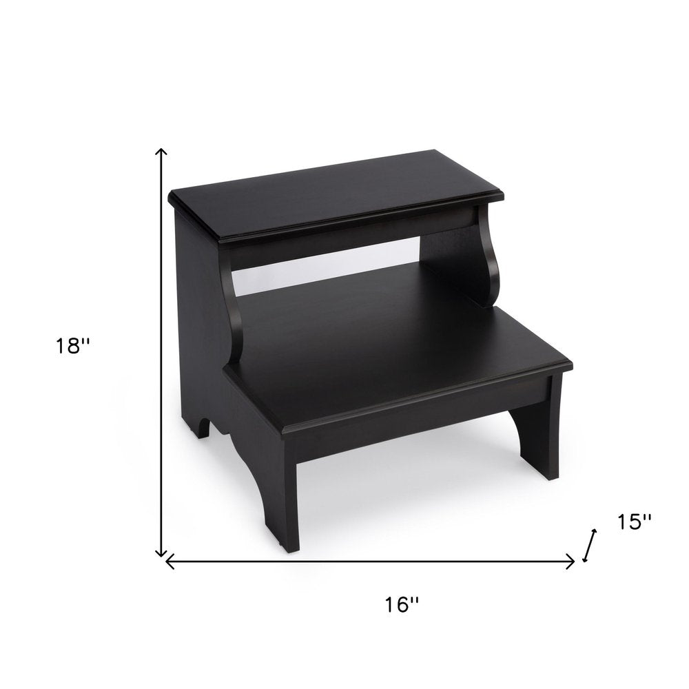 18" Dark Brown Solid and Manufactured Wood Footstool HomeRoots