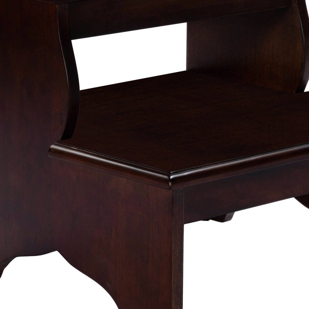 15" Dark Brown Solid Wood Step Stool HomeRoots