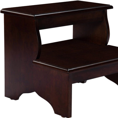 15" Dark Brown Solid Wood Step Stool HomeRoots
