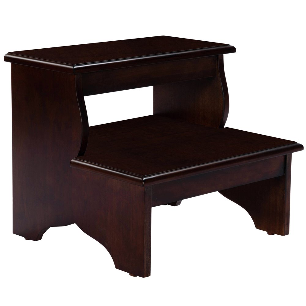 15" Dark Brown Solid Wood Step Stool HomeRoots