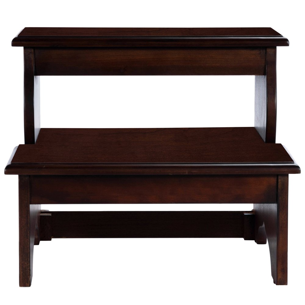 15" Dark Brown Solid Wood Step Stool HomeRoots