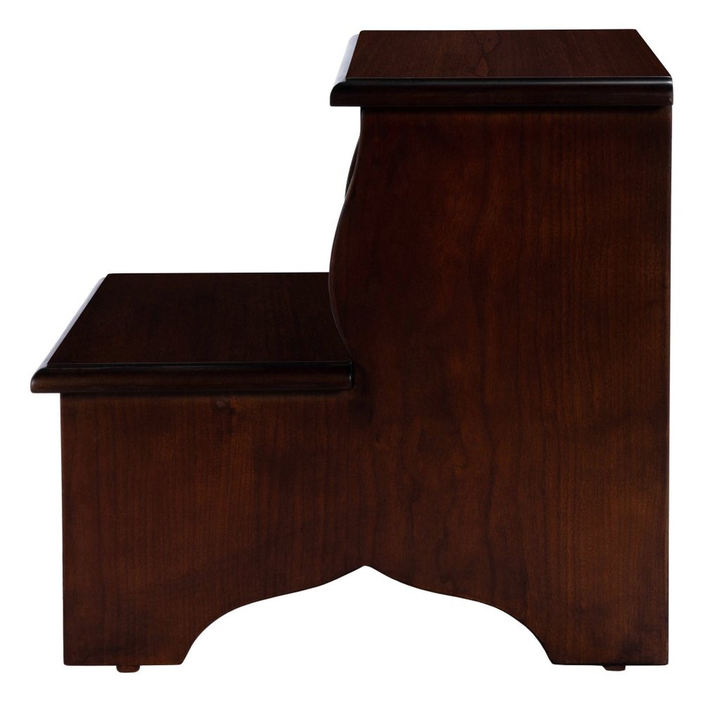 15" Dark Brown Solid Wood Step Stool HomeRoots