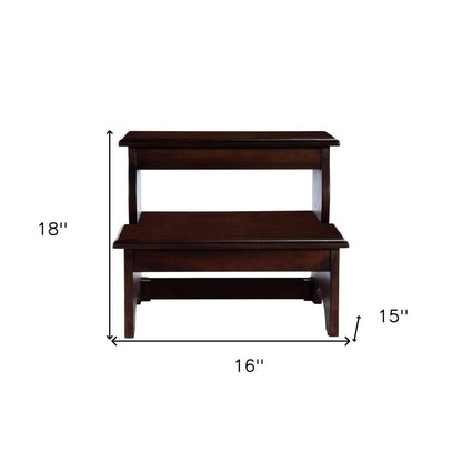 15" Dark Brown Solid Wood Step Stool HomeRoots