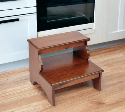 15" Brown Solid Wood and Solid and Manufactured Wood Backless Bar Chair HomeRoots