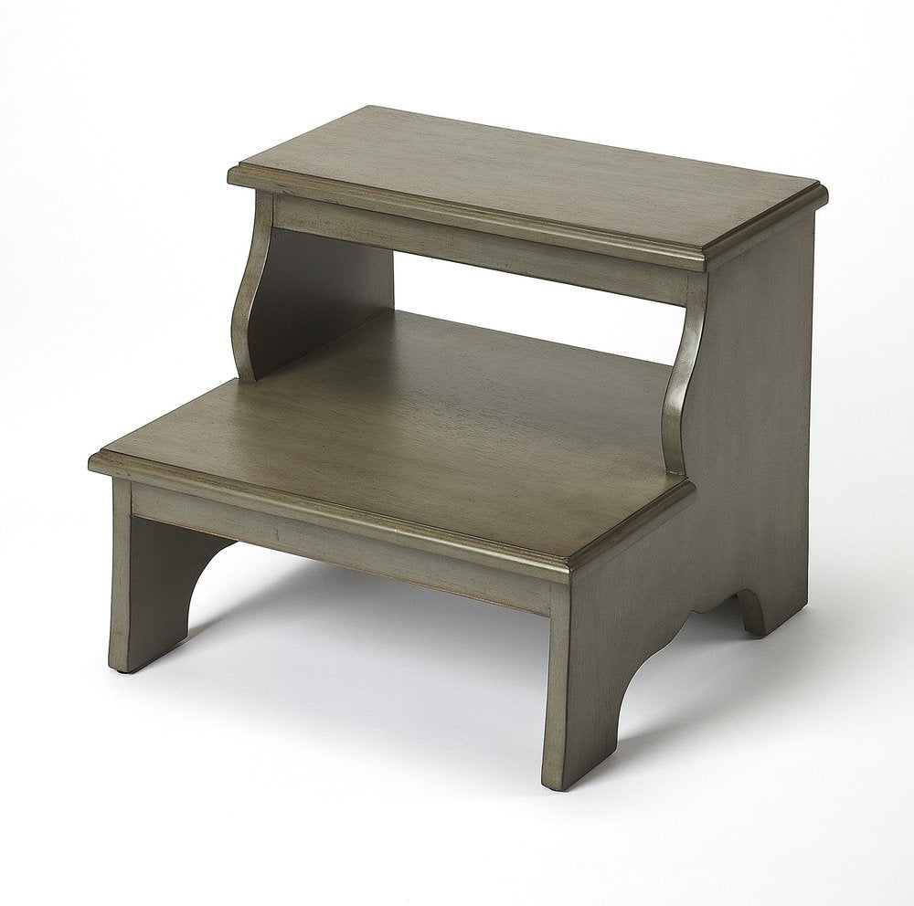 18" Handcrafted Silver Satin Step Stool HomeRoots