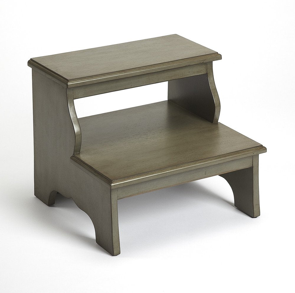 18" Handcrafted Silver Satin Step Stool HomeRoots
