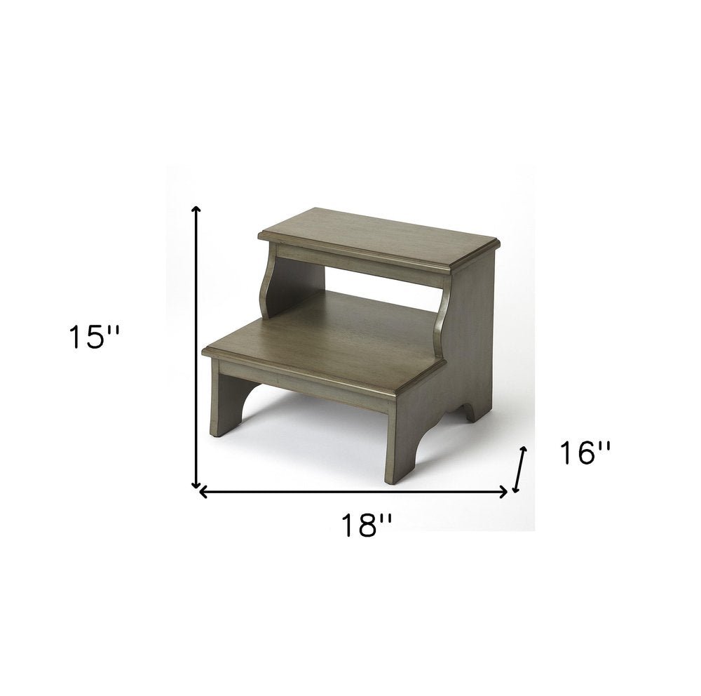 18" Handcrafted Silver Satin Step Stool HomeRoots