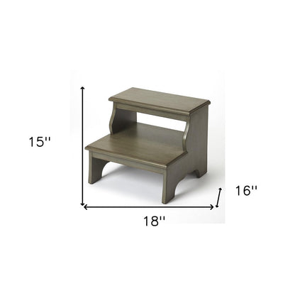 18" Handcrafted Silver Satin Step Stool HomeRoots