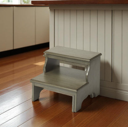 18" Handcrafted Silver Satin Step Stool HomeRoots
