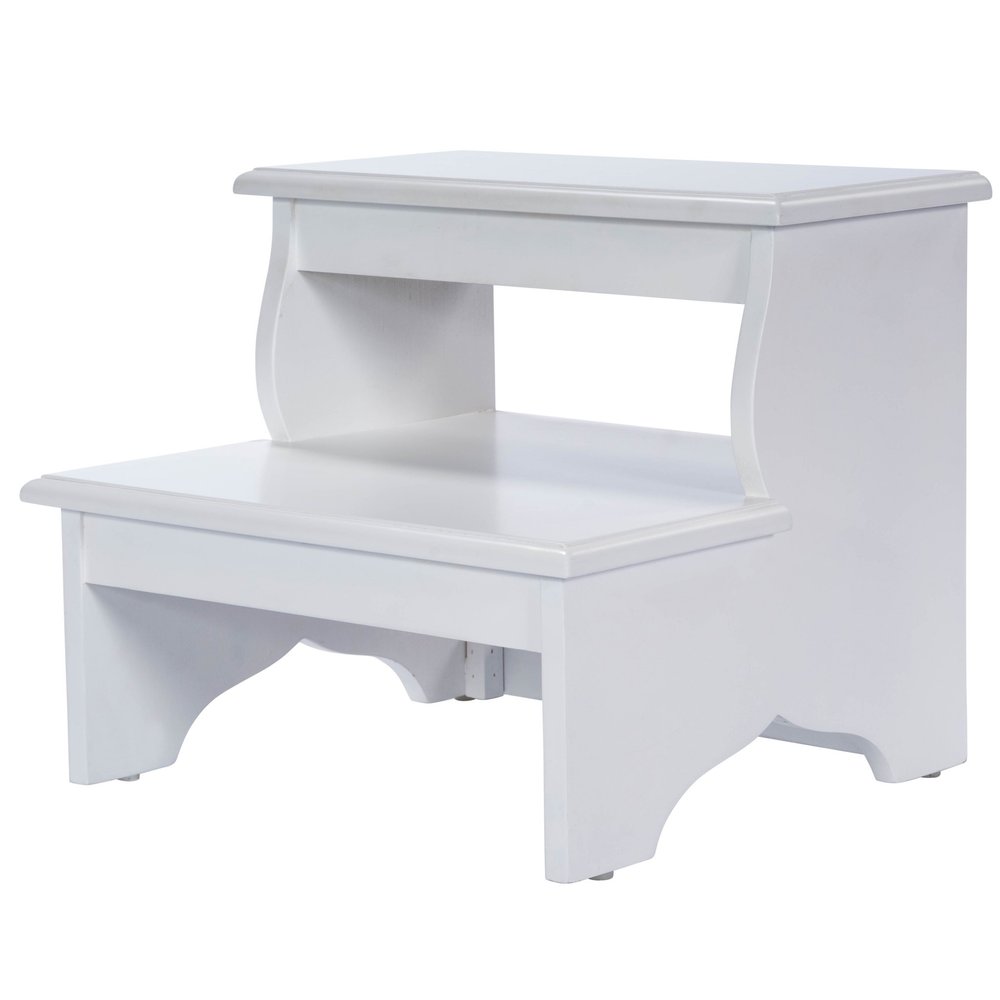 18" White Wood Footstool HomeRoots