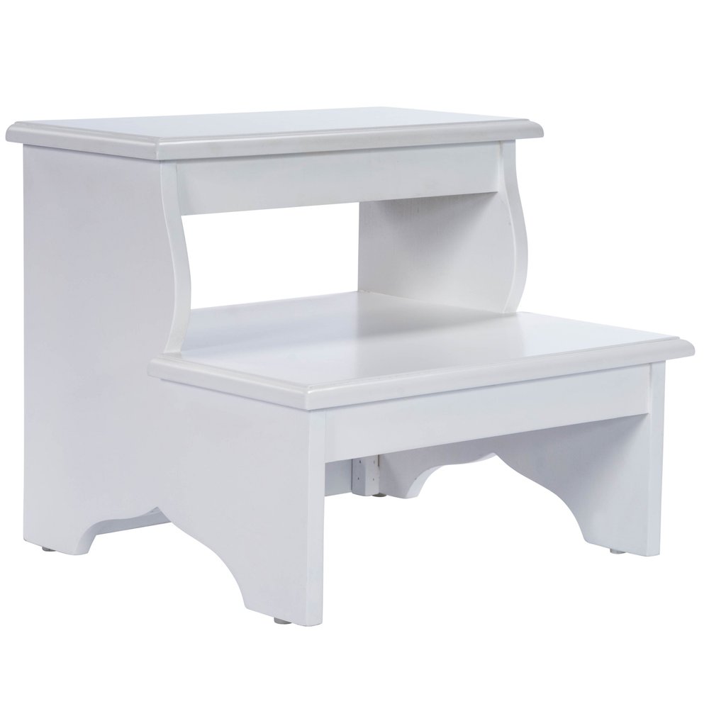 18" White Wood Footstool HomeRoots