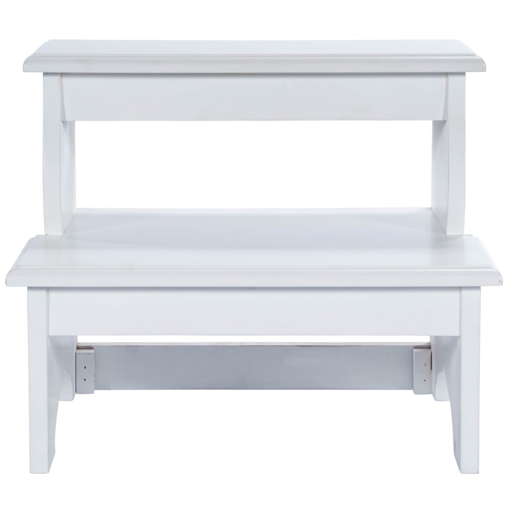 18" White Wood Footstool HomeRoots