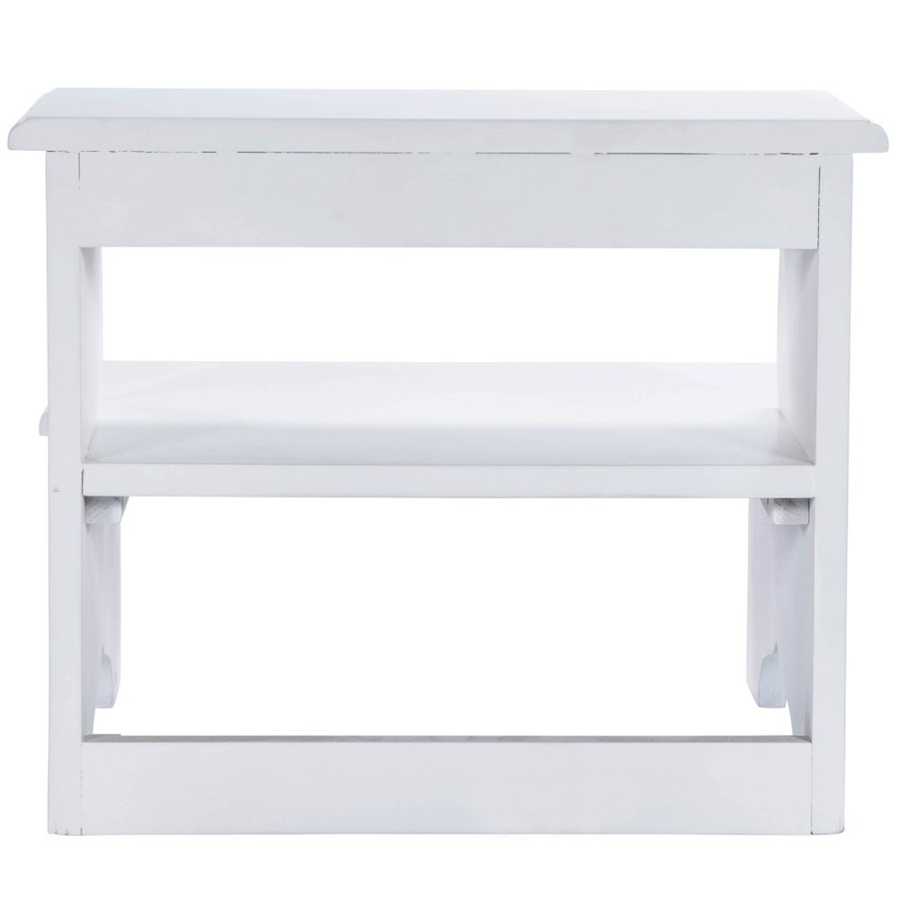 18" White Wood Footstool HomeRoots