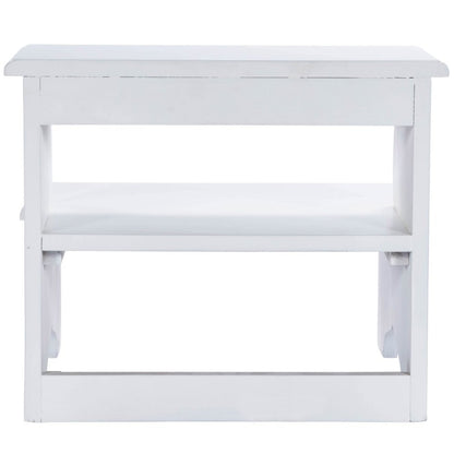 18" White Wood Footstool HomeRoots
