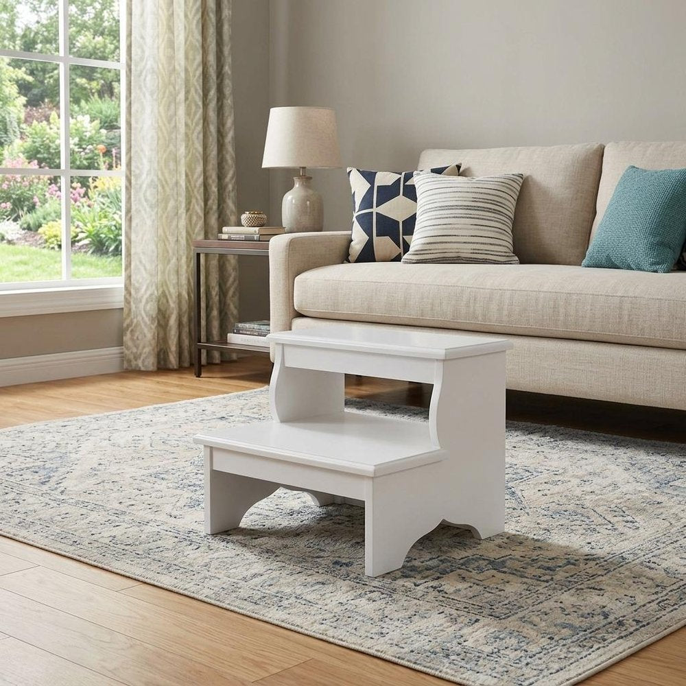 18" White Wood Footstool HomeRoots