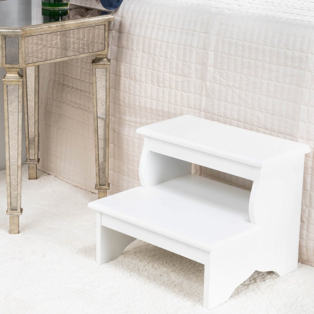 18" White Wood Footstool HomeRoots