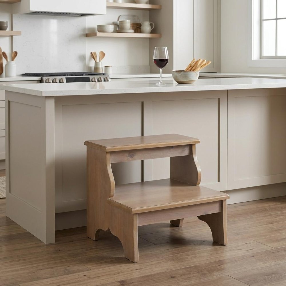 15" Natural Solid Wood and Solid and Manufactured Wood Backless Bar Chair HomeRoots