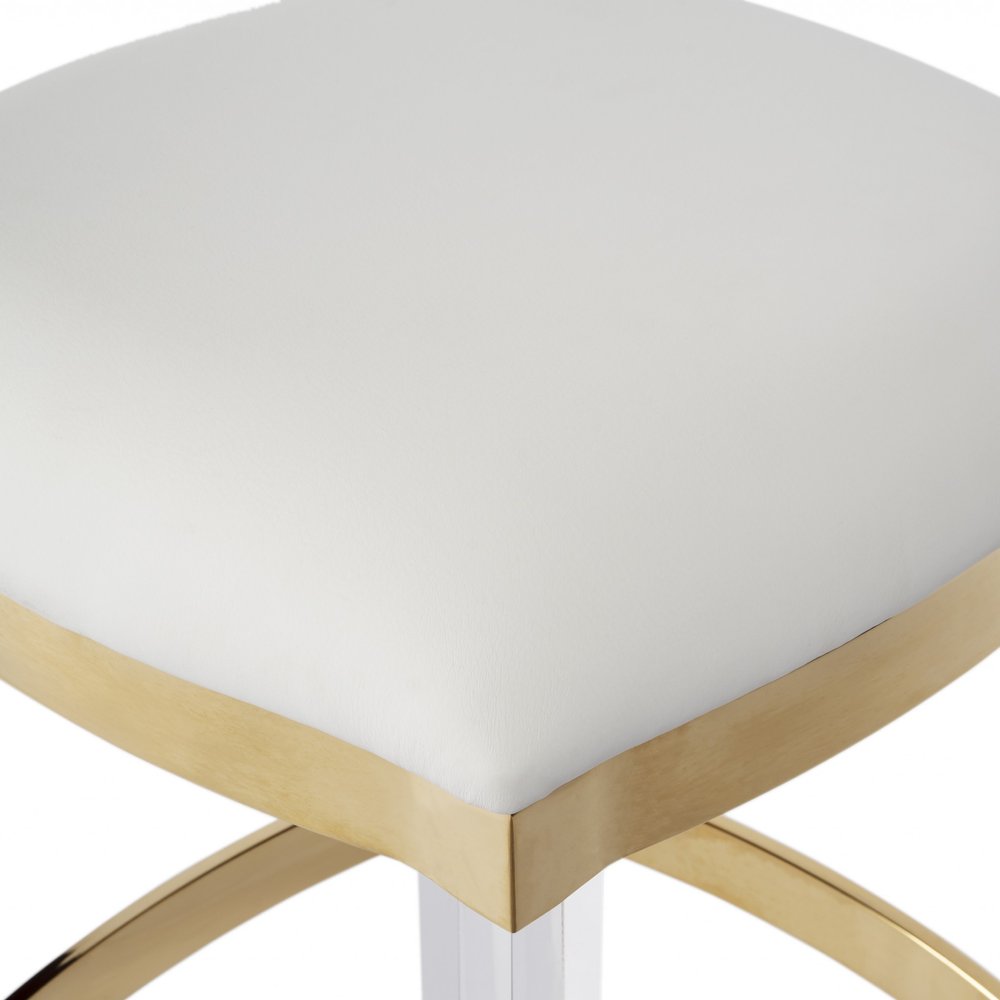 24" White and Clear Stainless Steel and Steel Backless Counter Height Bar Chair HomeRoots