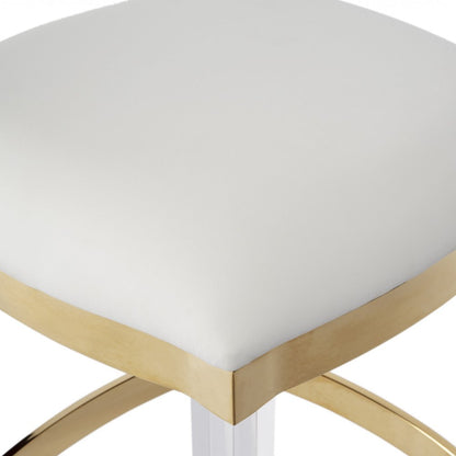 24" White and Clear Stainless Steel and Steel Backless Counter Height Bar Chair HomeRoots