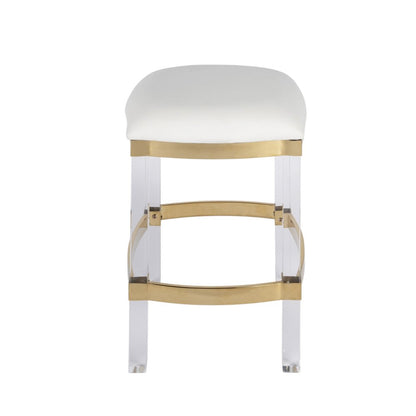 24" White and Clear Stainless Steel and Steel Backless Counter Height Bar Chair HomeRoots
