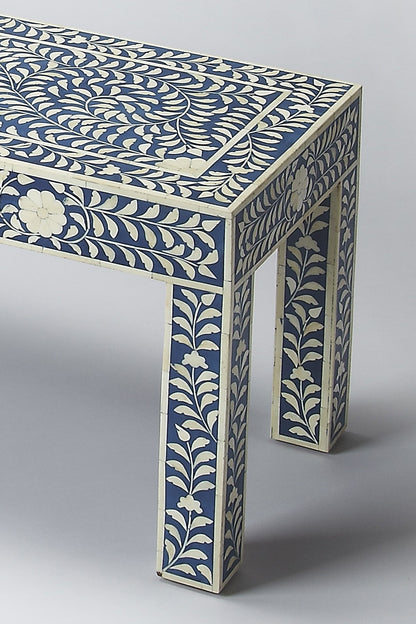 Blue And Ivory Bone Inlay Bench