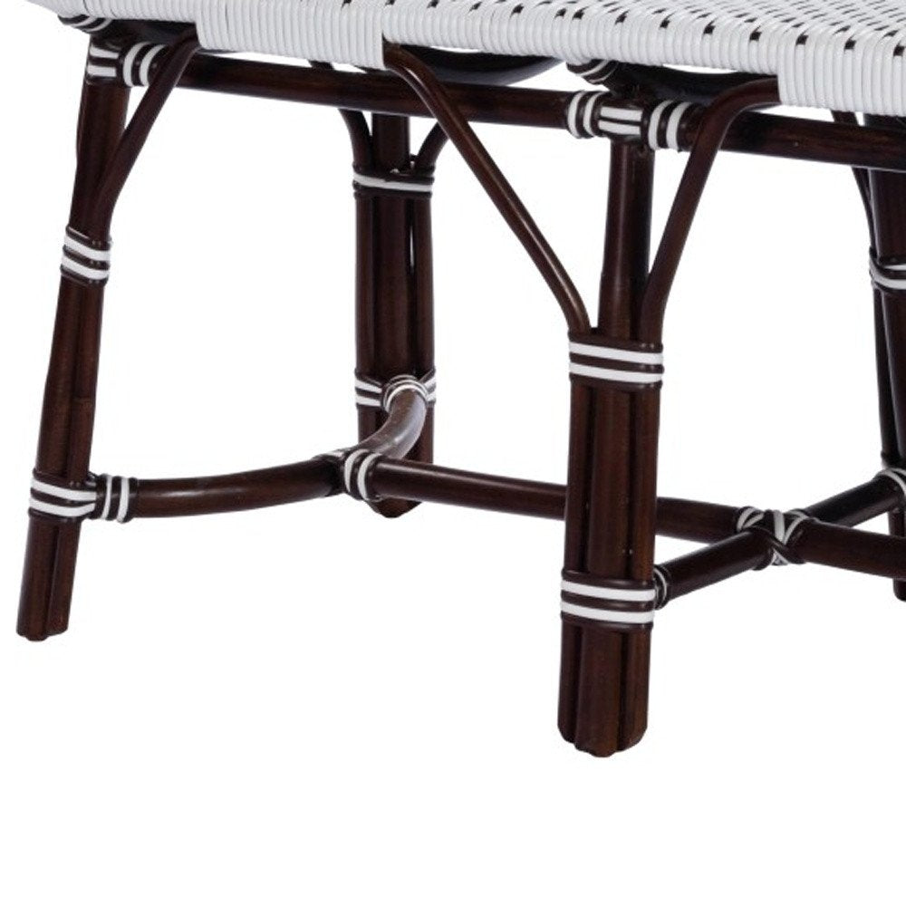 43" White and Dark Brown Rattan and Wicker Bench HomeRoots