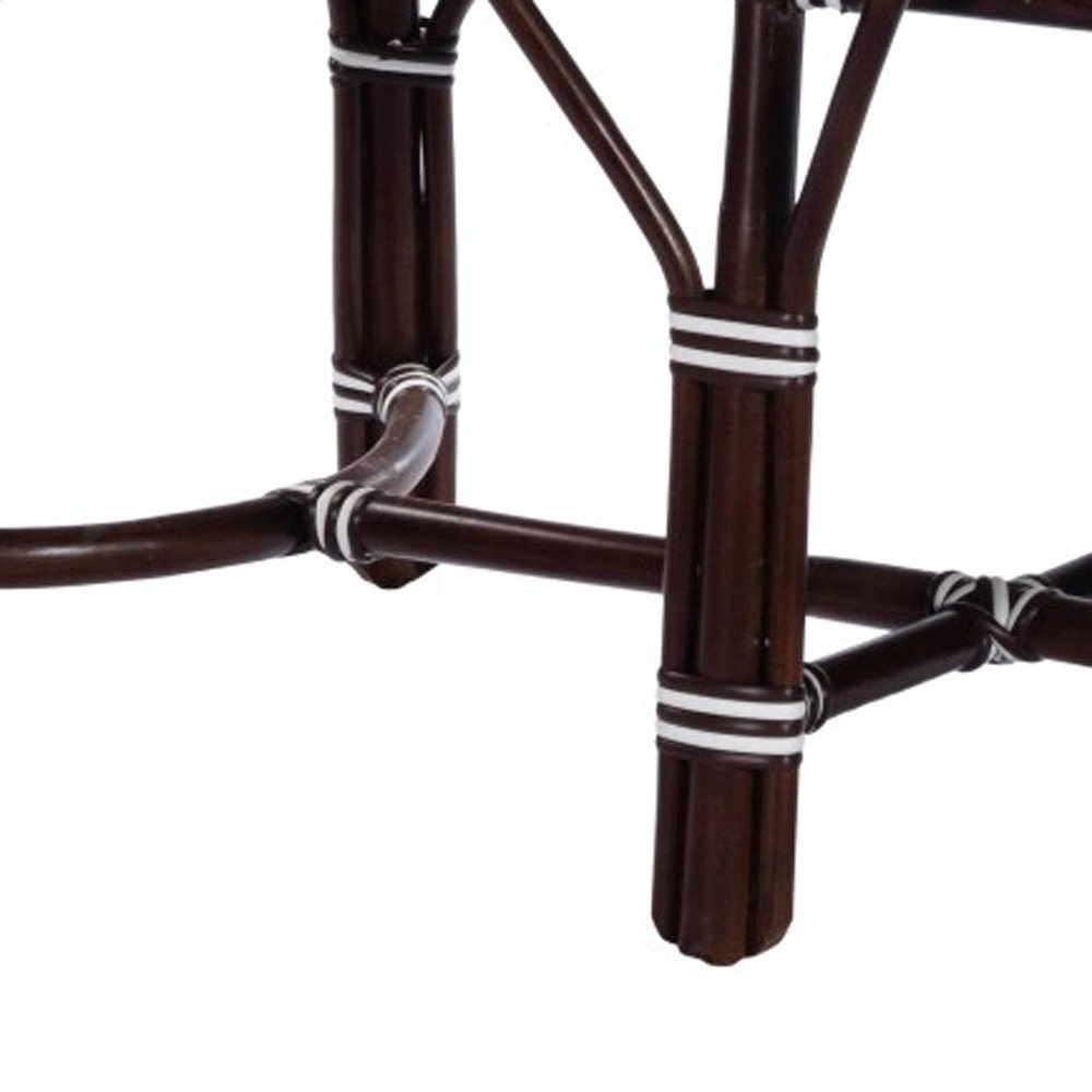 43" White and Dark Brown Rattan and Wicker Bench HomeRoots