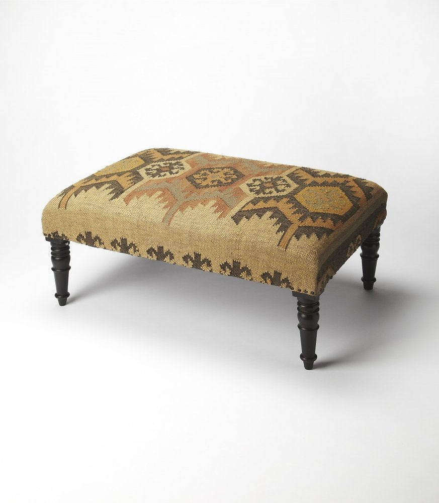 36" Brown Linen Footstool Ottoman HomeRoots